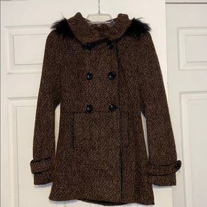Brown knit winter coat